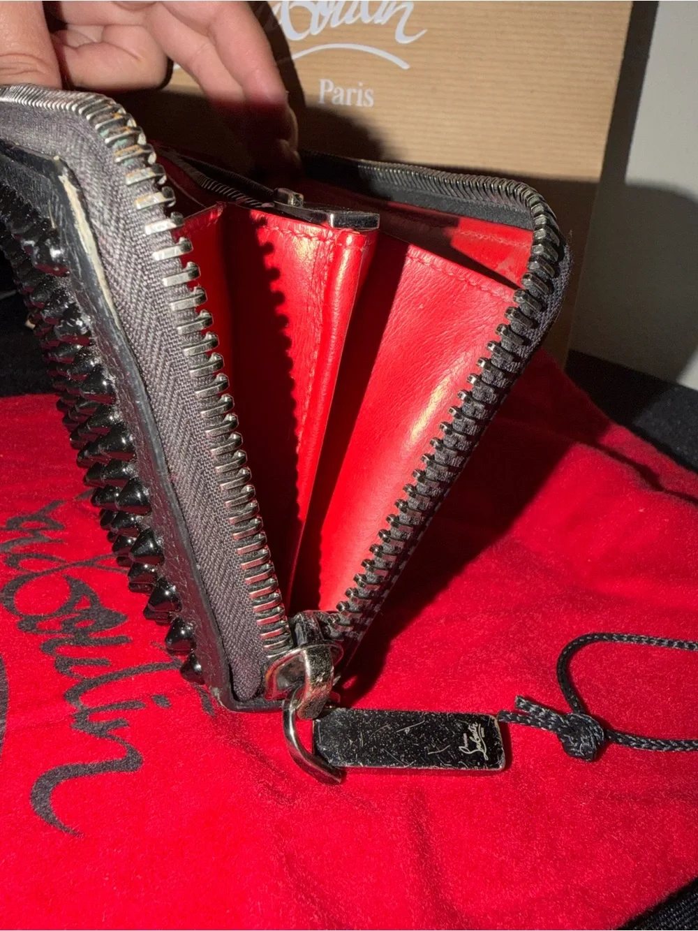 Christian Louboutin Black Spiked Zip-Around Wallet